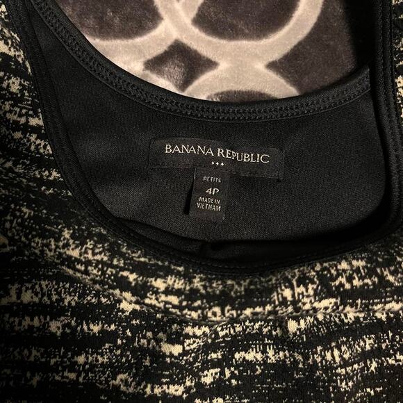 Banana Republic Sheath Dress Women's 4P Petite Stretch Midi Black & Cream Sporty - Picture 4 of 10